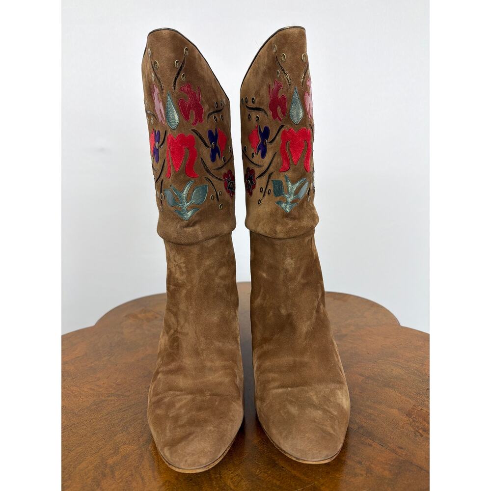Andrea Pfister Made in Italy Brown Suede Short Boots Faux Fur Lining Women's 9 - Picture 2 of 13
